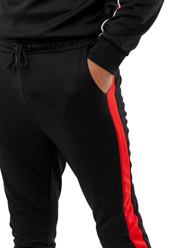 Men Joggers with side Stripes Black
